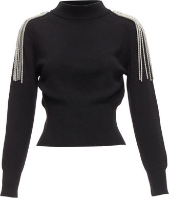 Christopher Kane merino wool silver shoulder chain sweater