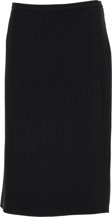 Max Mara Striped Midi Pencil Skirt in Black Triacetate