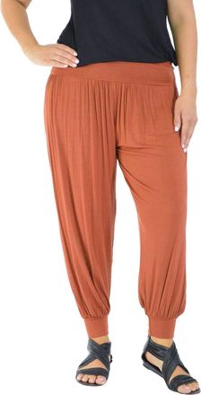Generic New Plus Size Ladies Harem Full Length Trouser Womens Ali Baba Plain Pants Rust 20-22