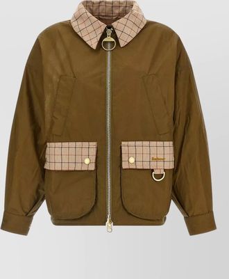Barbour launton jacket checked collar snap cuffs
