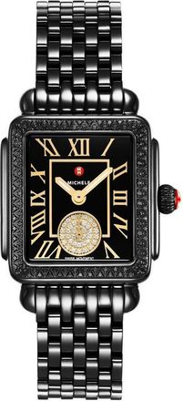 Michele Deco Diamond Madison Quartz Black Dial Ladies Watch MWW06G000051