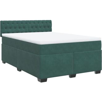 vidaXL Cama Box Spring Con Colch&oacute;n Terciopelo Verde Oscuro 140x200 Cm Vidaxl