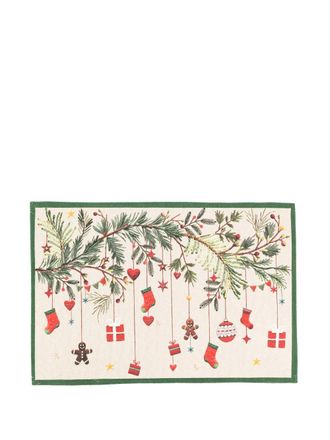 Tessitura Toscana Telerie Rudy Tiptapp christmas-print rug (52cm x 80cm) - unisex - Recycled Polyester/Polyester - One Size - Neutrals