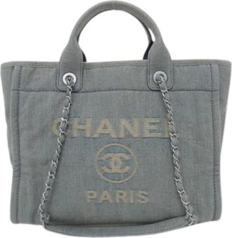 Chanel Pre-owned Denim Tote Bag - Dames - Vintage Shopper - Grijs - ONE Size - Denim - Vintage