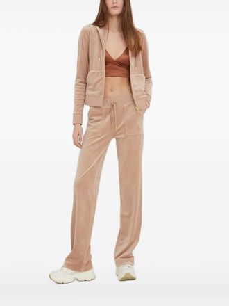 Juicy Couture velour zip-up hoodie - women - Elastane/Polyester - S - Neutrals