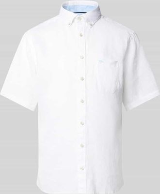 Fynch-Hatton Fynch-Hatton Regular Fit Leinenhemd mit Button-Down-Kragen in Weiss, Gr&ouml;&szlig;e 3XL