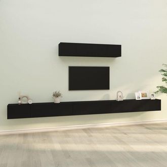 vidaXL Vidaxl - Set Mobili Porta tv 6 pz Nero in Legno Multistrato