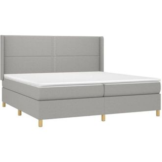 vidaXL Vidaxl - Cama Box Spring Con Colch&oacute;n Tela Gris Claro 200x200 Cm
