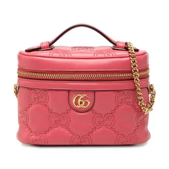 Gucci Pre-owned Gucci Mini GG Marmont Matelasse Calfskin Top Handle Vanity Chain Bag Ladies E6HNESA1G0YA71IH