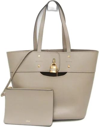 Chlo&eacute; Tweedehands leren schoudertassen - Dames - Vintage Schoudertas - Grijs - ONE Size - Leer - Vintage