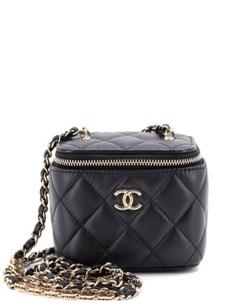 Chanel Tiny CC Link Vanity Case with Chain Quilted Caviar Mini clutch bag - Black