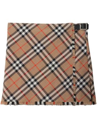 Burberry Check Wool Blend Mini Skirt