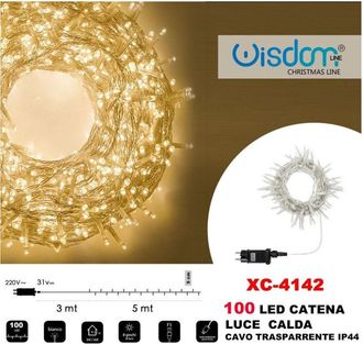 Trade Shop Trade Shop - Catena Luminosa 100 Luci Led Lucciole Luce Calda Cavo Trasparente Ip44 Xc-4142