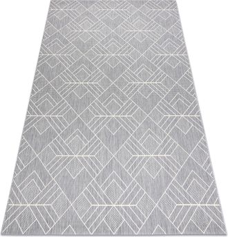 RugsX Rugsx - Alfombra Sisal Flat 48731637 Cuadrados Rombos, Geom&eacute;trico Gris / Crema Grey 120x170 Cm