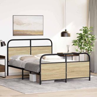 Berkfield Home Elegant Bed Frame Without Mattress 120x200 cm Sonoma Oak Engineer in Brown | Size: Small Double