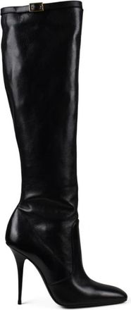 Saint Laurent Tess 110 Boots - Dames - Laarzen met Hak - Zwart - 36 EU - Leer - Schoenen