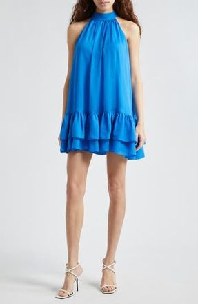 Alice & Olivia Erna Ruffle Hem Minidress in French Blue at Nordstrom Rack, Size Small