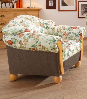 HOME AFFAIRE Sessel »Milano, bequemer Loungesessel, Landhaus-Stil, Holz-Chatosen und -Füsse«