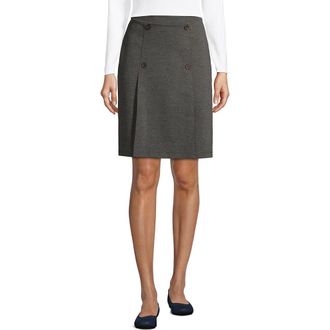 Lands End School Uniform Ponte Button Front Skort in Charcoal Heather at Nordstrom, Size 12
