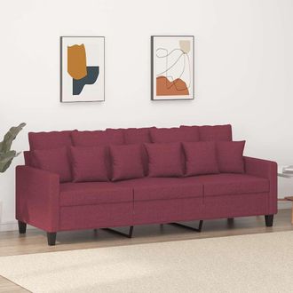 vidaXL Sof&aacute; De 3 Plazas De Tela Rojo Tinto 180 Cm Vidaxl