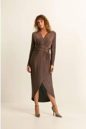 Expresso midi jurk met glitter goud