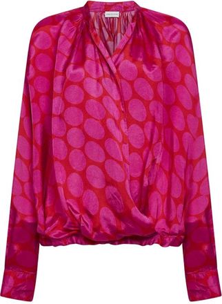 Dries Van Noten Soft Ellipses Wrap Shirt - Dames - Blouses - Roze - XS - Overhemden