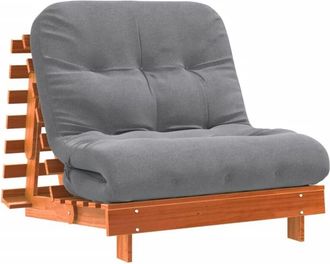 vidaXL Fut&oacute;n Sof&aacute; Cama Con Colch&oacute;n Madera Maciza Marr&oacute;n 90x206x11 Cm Vidaxl