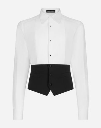 Dolce & Gabbana Tuxedo Shirt With Vest Bottom Section - Man Shirts Multi-colored 40