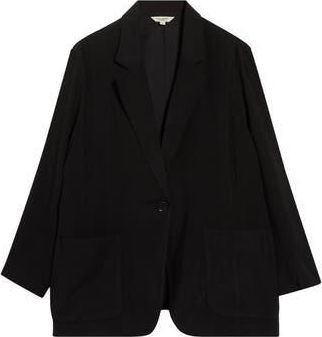 Max Studio Oversize Brushed Twill Blazer in Black at Nordstrom Rack, Size 2X