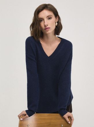 Icone Womens Touch of wool oversized V-neck sweater