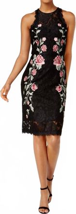 Betsy & Adam Womens Embroidered Lace Dress In Black/multi