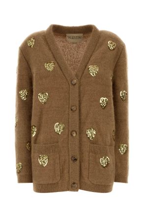 Valentino Garavani Camel Mohair Mix Oversized Cardigan