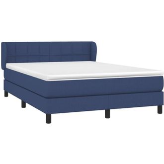 vidaXL Cama Box Spring Con Colch&oacute;n Tela Azul 140x200 Cm Vidaxl