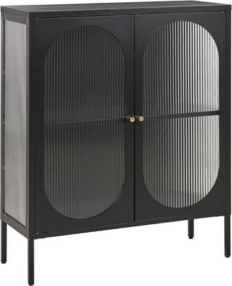 Beliani Beliani - Credenza moderna in acciaio nero e ante in vetro opaco Sarre
