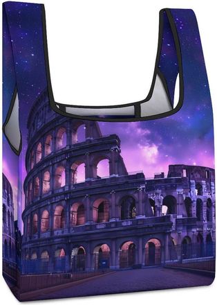 Generic Rome Italy Famous Ancient Landmark Shopping Bag Reusable Grocery Tote Bag Foldable Handbag for Travel Picnic