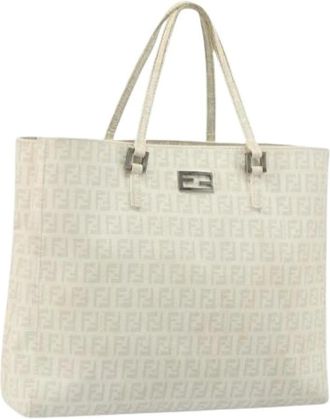 Fendi Pre-owned Tote Bags, female, White, Size: ONE SIZE Pre-owned Zucchino Canvas Tote Bag