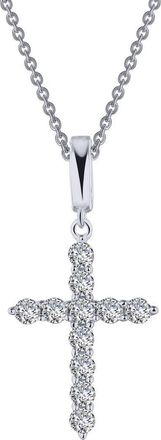 Lafonn Classic Simulated Diamond Cross Pendant Necklace in Silver/Clear at Nordstrom
