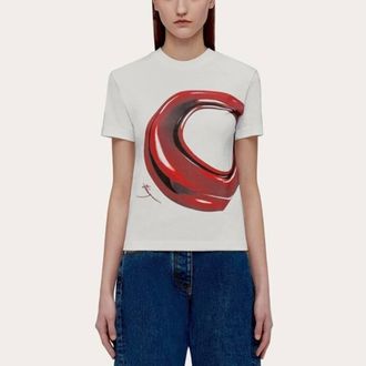 Ferragamo White Cotton Graphic Sweater, Size L