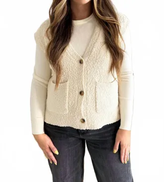 Thread & Supply Emma Sleeveless Cardigan In Antique White