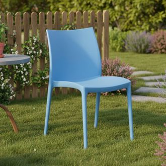 Dmora Silla De Exterior Grover, Silla Apilable, Fabricada En Italia, Soporta 120 Kg, Azul