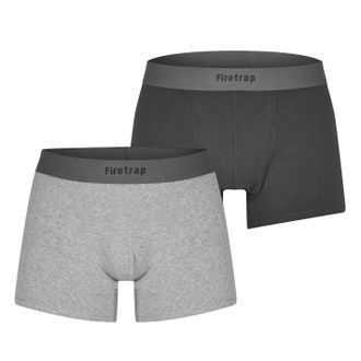 Firetrap Boxershorts met herenlogo (Set van 2) (Grijs/Grijs gem&ecirc;leerd)