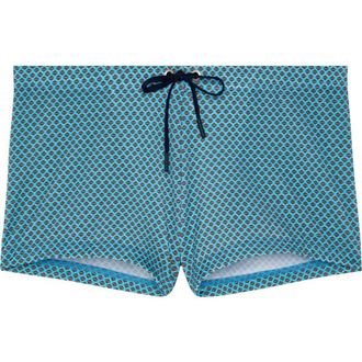 HOM Cappuccino Swim Shorts in Blue Print at Nordstrom, Size Xx-Large
