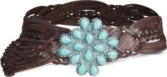 Silvia Tcherassi Enis braided leather belt - women - CALFSKIN - L - Brown