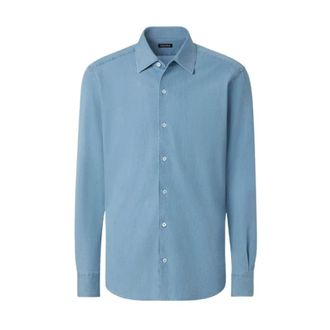Ermenegildo Zegna Casual Shirts, male, Blue, Size: 2XL Cotton Shirt