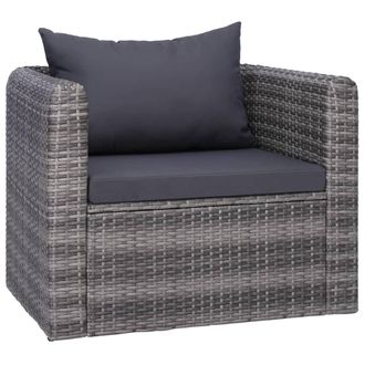 vidaXL Silla De Jard&iacute;n Con Cojines Rat&aacute;n Sint&eacute;tico Gris Vidaxl