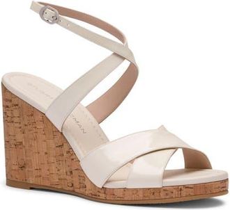 Stuart Weitzman Alyssa Ankle Strap Wedge Sandal in Linen at Nordstrom, Size 6.5
