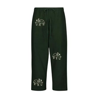 Baziszt Sweatpants, male, Green, S, Embroidered Cotton Ride Trousers