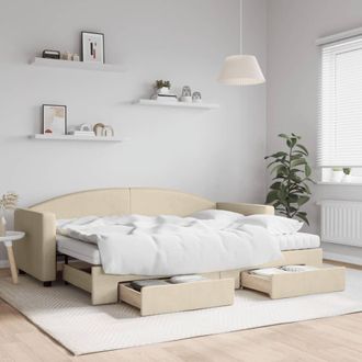 vidaXL Vidaxl - Sof&aacute; Cama Nido Con Cajones Tela Color Crema 80x200 Cm