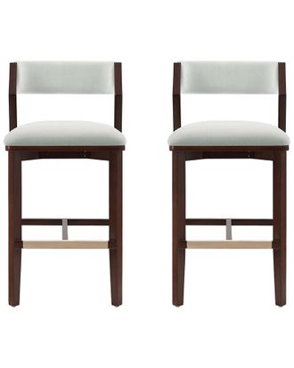 Manhattan Comfort Set Of 2 Patricia Velvet Barstools With Beech Wood Legs