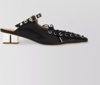 Ganni lace-up block heel mules